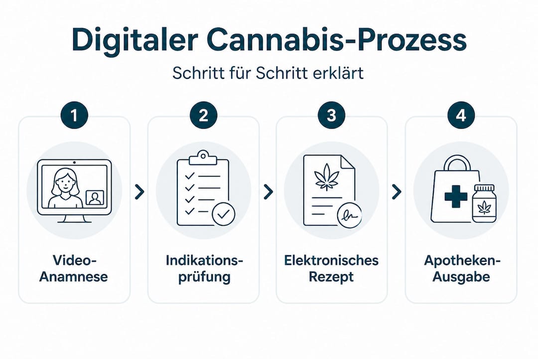 Grafische Übersicht: So funktioniert die digitale Cannabis-Versorgung