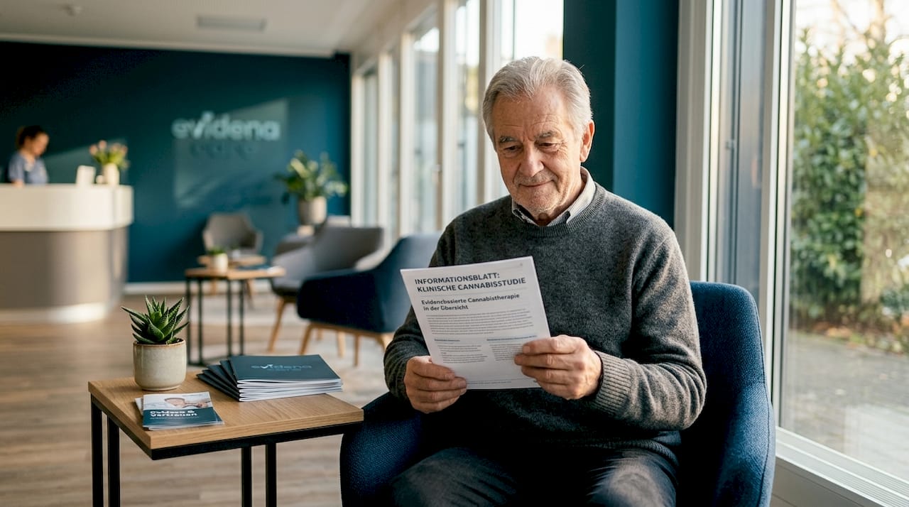 Patient erhält Informationsmaterial in der Klinik
