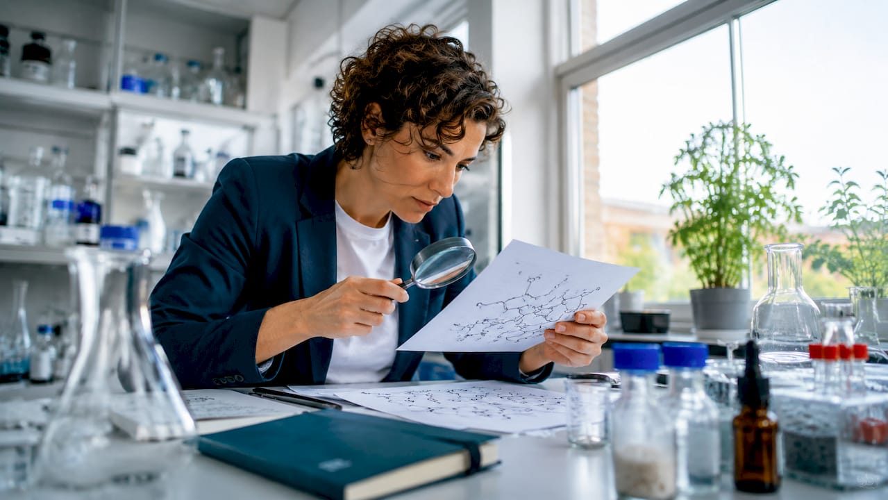 Ein Wissenschaftler erforscht die chemischen Strukturen von Cannabinoiden.