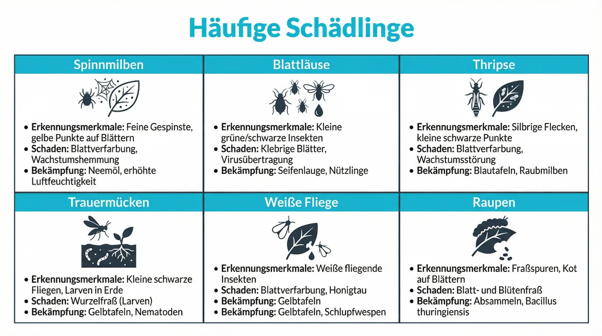 Darstellung typischer Schädlinge und Risiken beim Cannabisanbau
