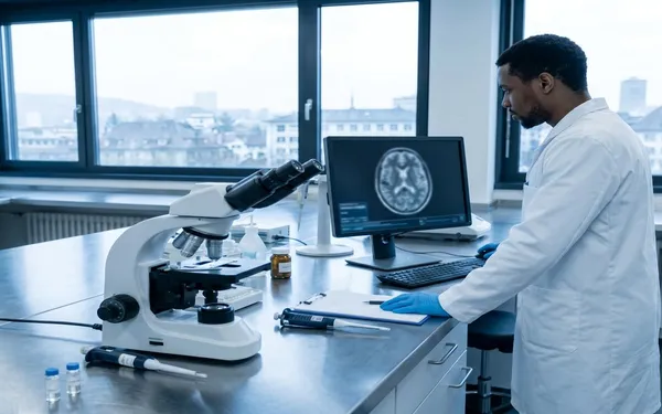 Medizinische Visualisierung eines menschlichen Gehirns mit hervorgehobenen Arealen, die besonders auf Cannabis und THC reagieren
