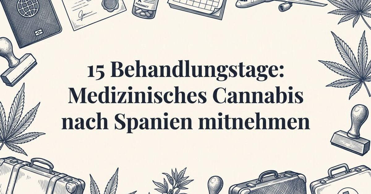 Dekorative Titelillustration zur Einreise nach Spanien mit medizinischem Cannabis