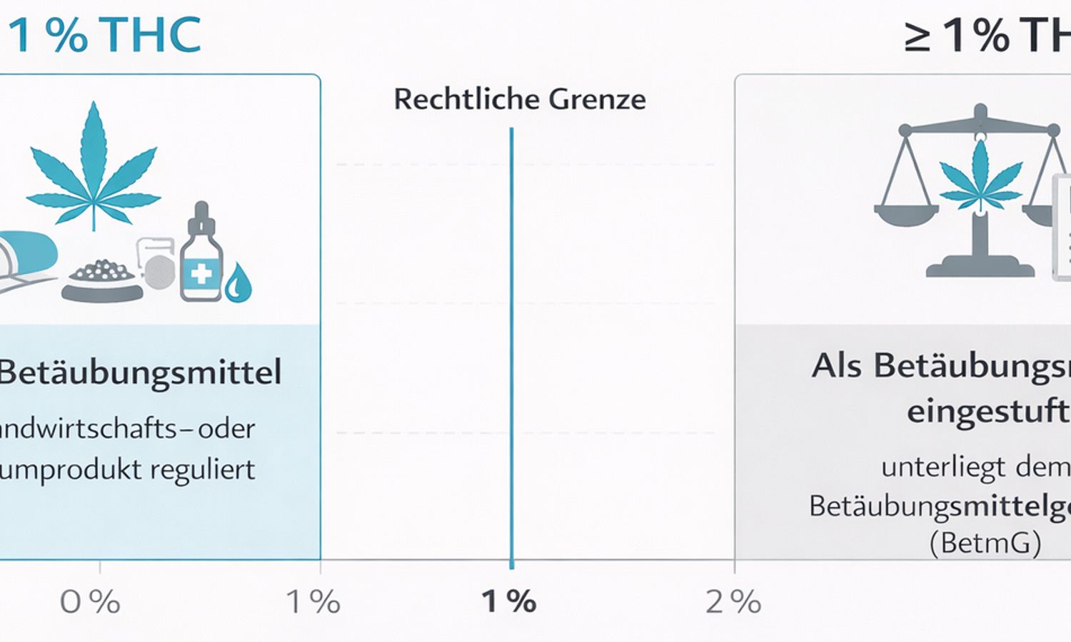 Grafik zu rechtlichen THC-Grenzen und Warnhinweisen