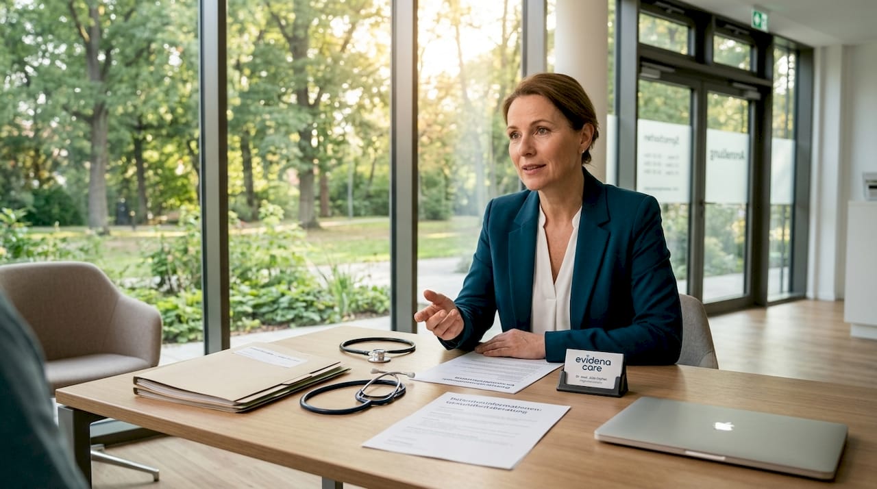 Eine Ärztin informiert ihre Patienten über die Möglichkeiten und Anwendung von medizinischem Cannabis.