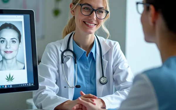 Ärztin in einer Schweizer Praxis, die einer Patientin die Risiken und Möglichkeiten von Cannabis und Schlaftabletten bei Schlafstörungen erklärt