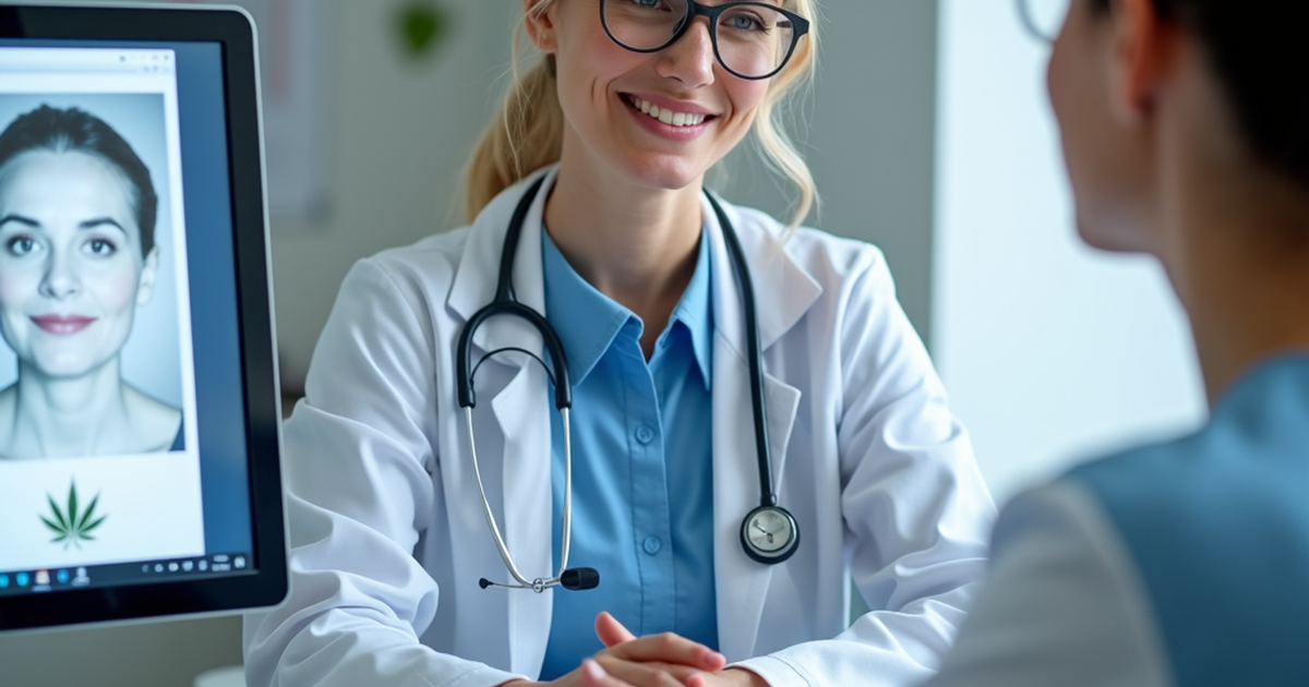 Ärztin in einer Schweizer Praxis, die einer Patientin die Risiken und Möglichkeiten von Cannabis und Schlaftabletten bei Schlafstörungen erklärt