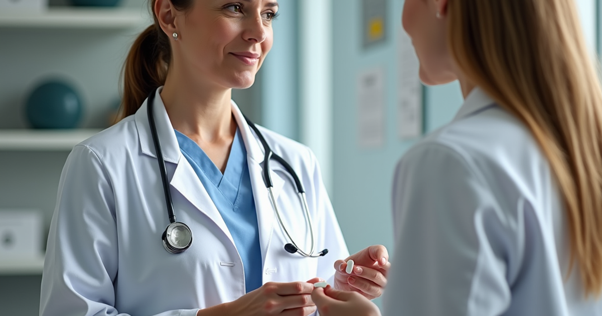 Ärztin in einer Schweizer Praxis, die einer Patientin die Kombination von medizinischem Cannabis und Antidepressiva erklärt