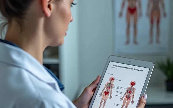 Ärztin in einer modernen Schweizer Praxis erklärt einer Patientin die Wirkung von THC auf Gehirn und Körper anhand eines Tablets mit medizinischer Grafik