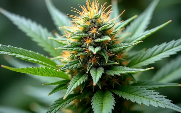 Medizinische Cannabisblüte mit Trichomen als Quelle des Terpens Limonen in einer neutralen klinischen Umgebung
