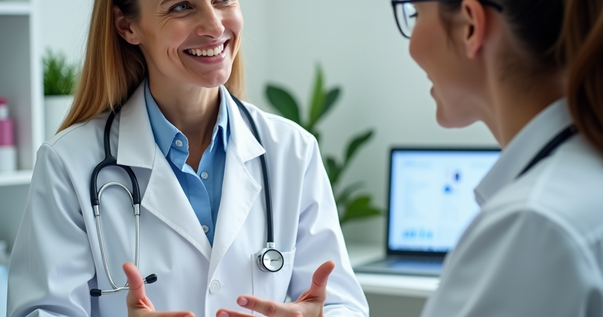 Ärztin in einer Schweizer Praxis bespricht mit einem Patienten die langfristigen Wirkungen und Risiken einer Cannabis-Therapie