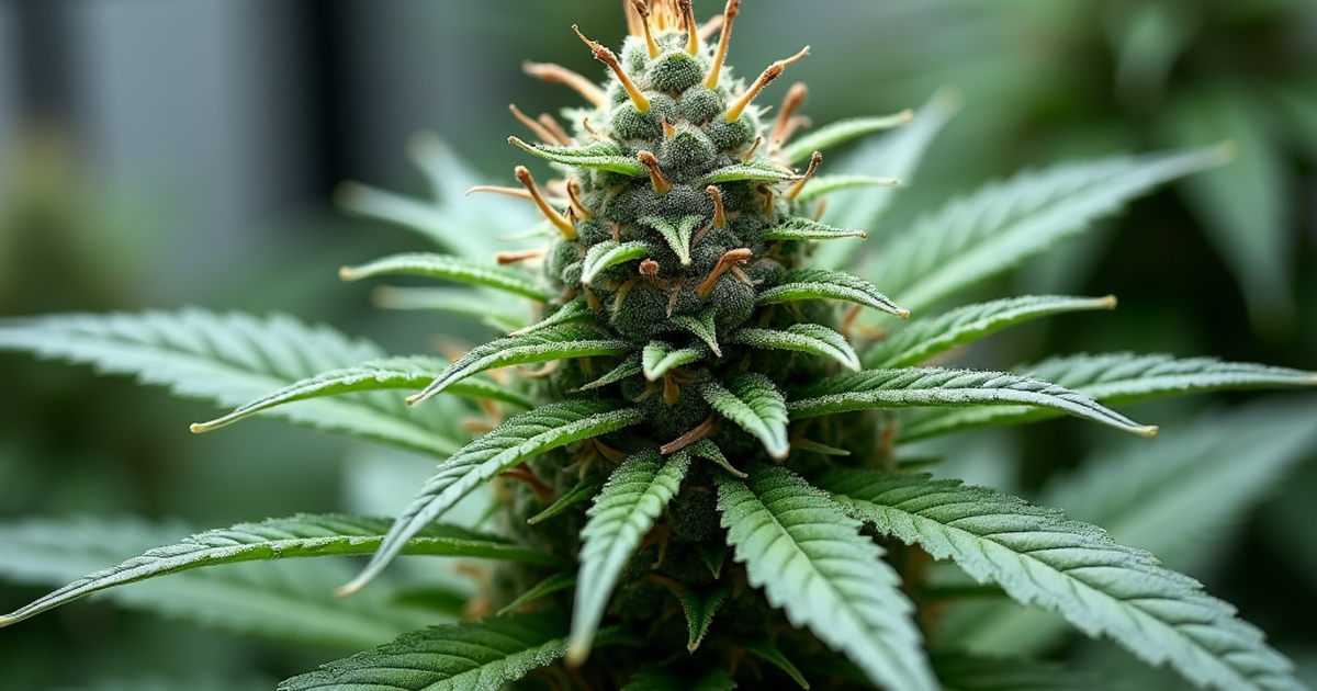 Medizinische Cannabisblüte mit sichtbaren Trichomen in Schweizer Praxisumgebung neben einem Vaporizer