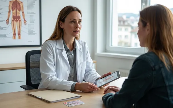 Ärztin in der Schweiz bespricht mit Patientin den Einfluss einer medizinischen Cannabis-Therapie auf die Fahreignung und den Führerausweis