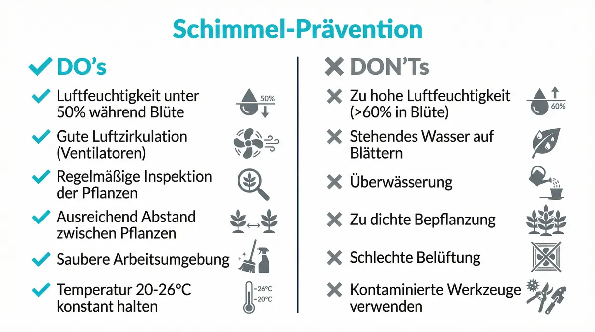 Grafik zur Vermeidung von Schimmel und Verunreinigungen bei Cannabis